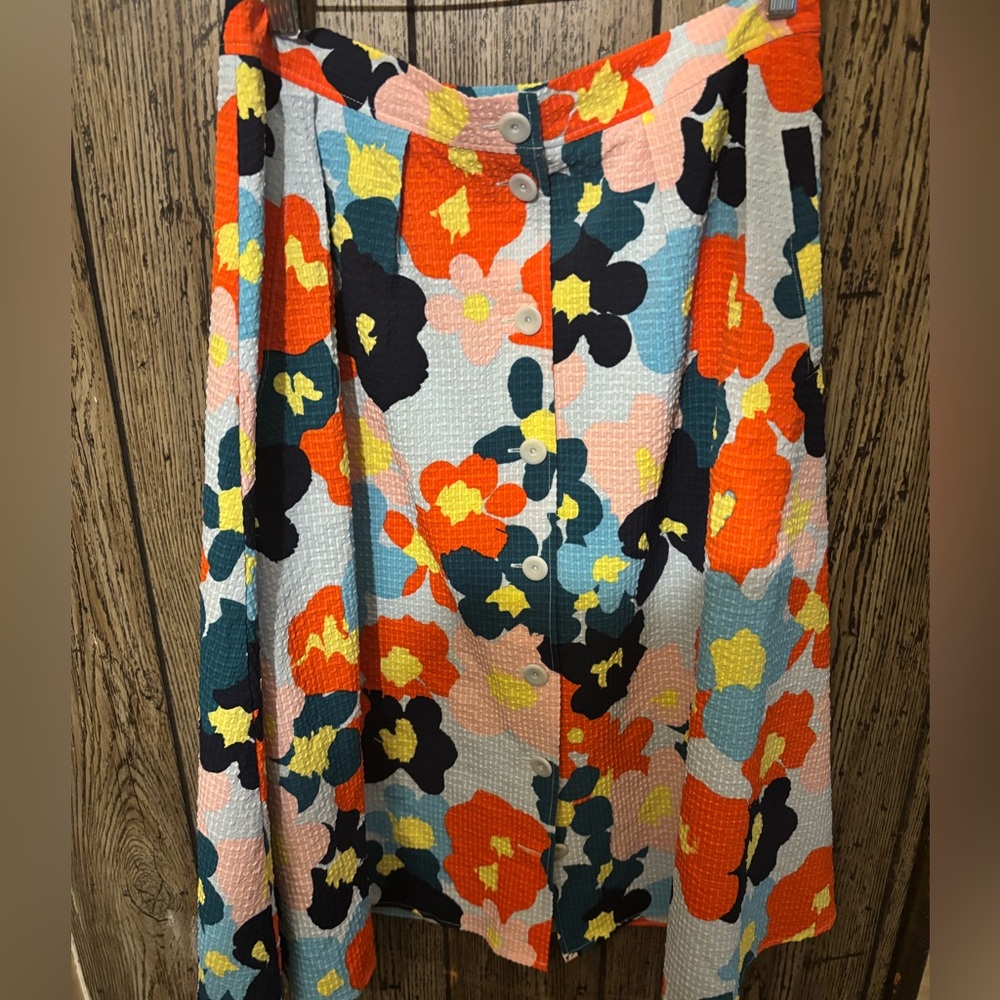 CRISTINA MARTINEZ PRINT SKIRT IN BLUE FLORAL SMUDGE